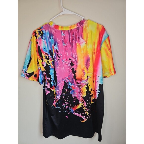 Graffiti Style Colorful Splash 3D Digital Pattern Shirt Graphic Size L Spandex - Picture 4 of 5